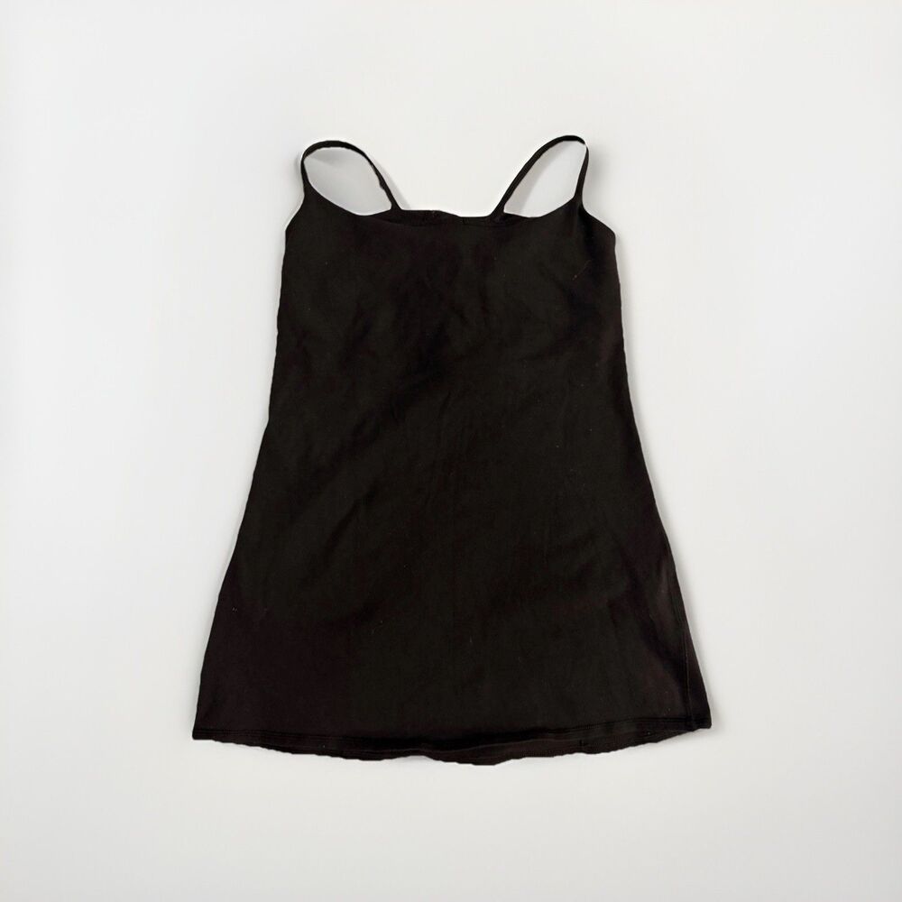 Lululemon Tank Top Size 4 Black Strappy Back Built In Bra Yoga Athletic